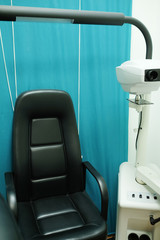 Medical equipment of ophthalmologist in a doctor room