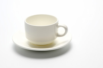 empty white coffee cup on white background
