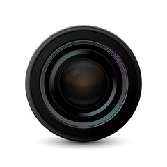 Vector modern camera icon on white background.
