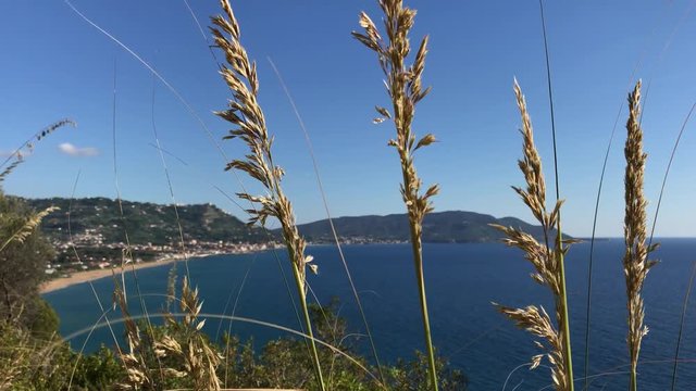 The bay of Castellabate from the top, Tresino hill, Cilento, 4K