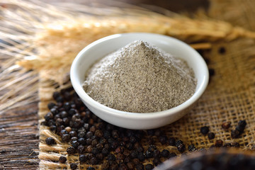 black pepper powder on table