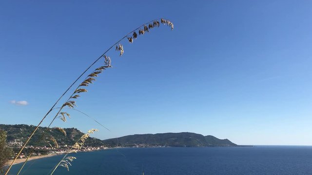 Licosa Island on the horizon, Cilento coast, 4K