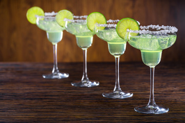 Cocktails of Margarita in row