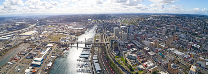 Tacoma, Washington Aerial Overview City Downtown