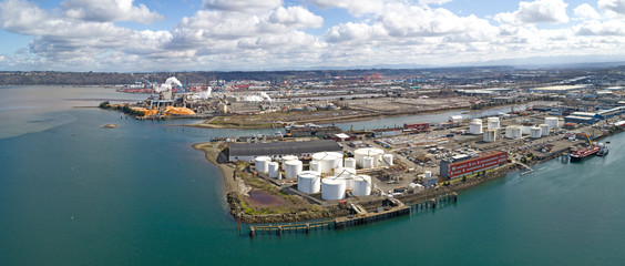 Industrial Foss River Waterfront Factories - Tacoma Washington USA