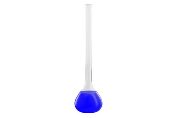 Test-tube with a dark-violet liquid, isolated on a white background. Medicine, Chemistry. Horizontal frame