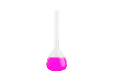 Test-tube with a purple liquid, isolated on a white background. Medicine, Chemistry. Horizontal frame