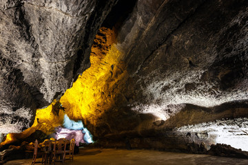 Cueva de los Verdes, picturesque volcanic cave inside