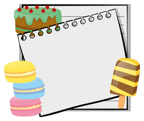 Frame template with cake and icecream