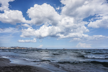 Cloudy seascape with sea and soft clouds