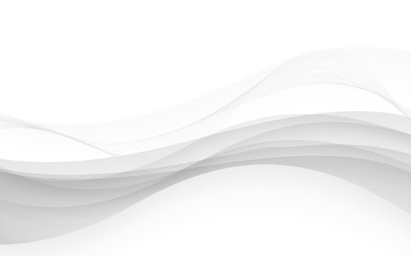 Abstract white waves - data stream concept. Vector © unscrew