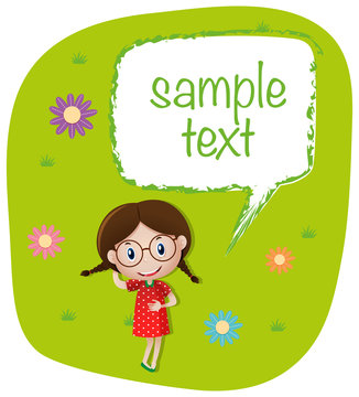 Sample text template with girl on the lawn