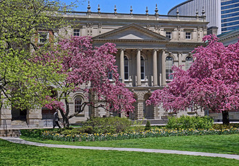 Obraz premium Osgoode Hall Court House, Toronto, with spring blooms
