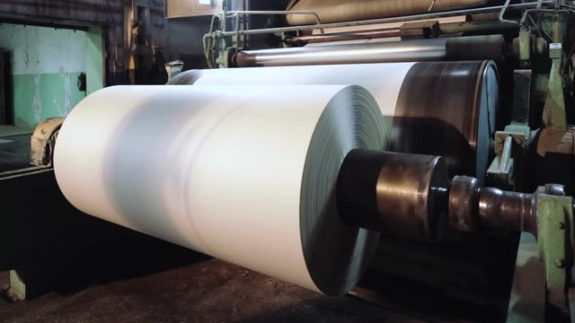 Paper production machine. Processing of secondary resources. Paper recycling. Large enterprise