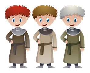 Three priests in medieval time