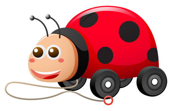 Ladybug with wheels and string