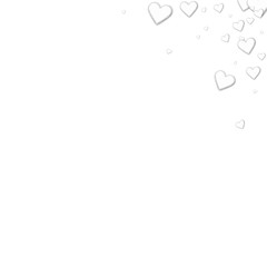 Beautiful paper hearts. Top right corner gradient on white background. Vector illustration.