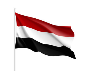 Yemen national flag, patriotic symbol of country, educational and political concept, realistic vector illustration