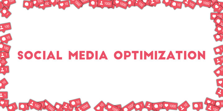 Social media optimization. Social media icons in abstract shape background with counter, comment and friend notification. Social media optimization concept in elegant vector illustration.