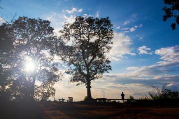 Obraz premium Silhouette view of the sunset at chiang mai mountain, thailand