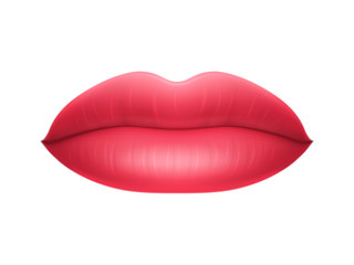 Female red full lips isolated on white background, perfect shade of red rose lipstick, classic bright matt lip look. Beauty and care concept. Vector illustration