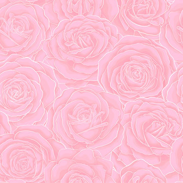 beautiful vintage seamless pattern with pink roses.