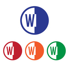 WI initial circle half logo blue,red,orange and green color