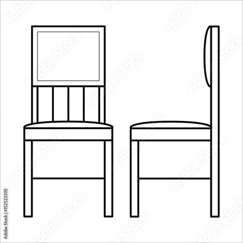 "Wooden chair, home furniture lineart design, hand drawn sketch of