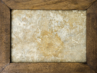 Old wooden frame on cement floor texture background, vintage style