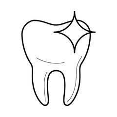 Healthy clean tooth icon, sparkling after brushing, good for teeth poster for medical clinic, professional whitening image, stomatology pictogram, beauty and care concept. Vector illustration