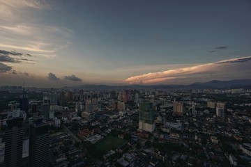 Top view of Kuala Lumper skyline at twilight