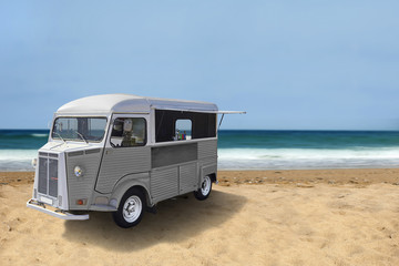 Slow food truck on the beach