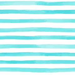 Stoff pro Meter Schönes nahtloses Muster mit blauen Aquarellstreifen. handgemalte Pinselstriche, gestreifter Hintergrund. Vektor-Illustration. © Hulinska Yevheniia
