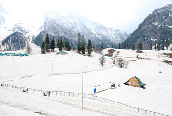 Snow covered mountains in Sonamarg village in Jammu And Kashmir, India