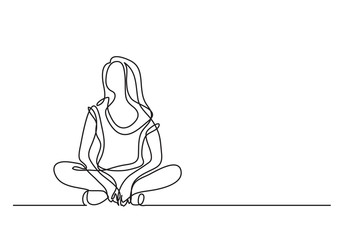 woman sitting relaxed - continuous line drawing