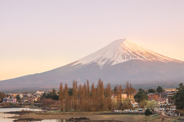 Mt. Fuji, Japan at Lake Kawaguchi sunset