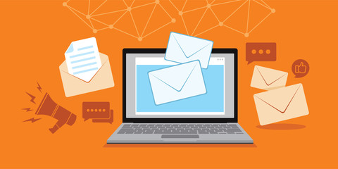 email and message technology with laptop illustration