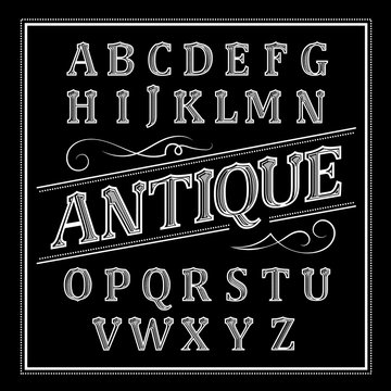 Alphabet antique Letters Vintage Set Western Vector