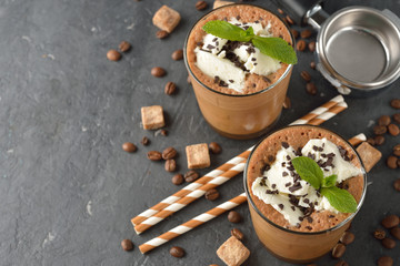 Milkshake with coffee and ice cream