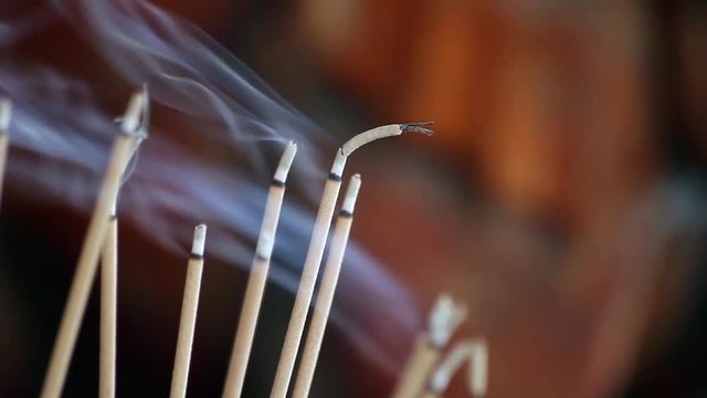 incense smoke in thai temple