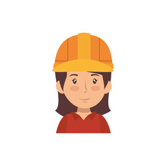 woman with safety helmet, cartoon icon over white background. under construction concept. colorful design. vector illustration