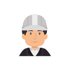 man with safety helmet, cartoon icon over white background. under construction concept. colorful design. vector illustration