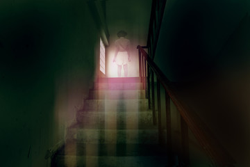 ghost little girl appears on stairs in haunted house, child is confined to death.