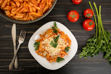 Penne pasta with sauce