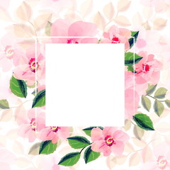 Obraz na płótnie Canvas поздравительная открытка розовые цветы фон