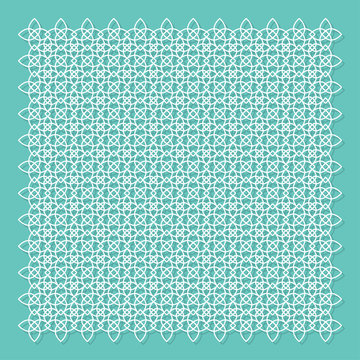 Decorative panel for laser cutting. Universal mosaic geometric pattern. The ratio is 1: 1. Vector illustration.