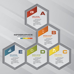 Abstract 5 steps infographis elements.Vector illustration.