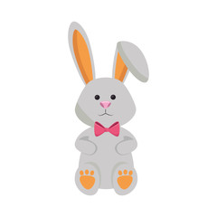 cute bunny icon over white background. colorful design. happy easter concept. vector illustration