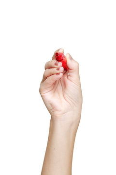  Female Hand Holding A Red Marker