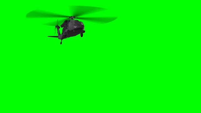 
military Helicopter Black Hawk Uh-60 in flight on Green Screen